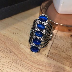 Sapphire Crawler Ring ( adjustable)